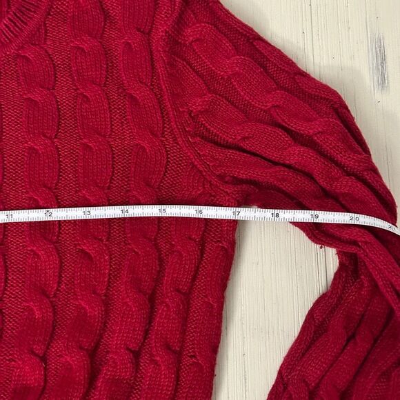 GAP Red Crew Neck Cable Knit Sweater 55% Cotton  Size Medium - Picture 5 of 6